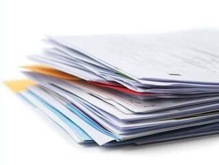 Stack of colorful documents and papers