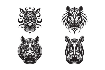 Tribal Hippo Head Vector Art