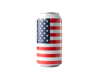  Beer can with American flag  Isolated on transparent background