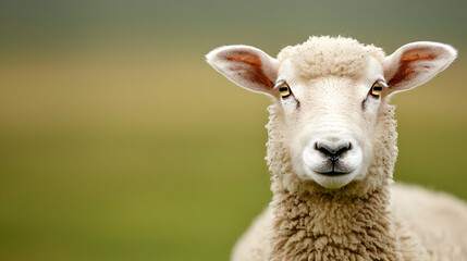 Fototapeta premium Closeup Portrait Of Sheep In Pasture
