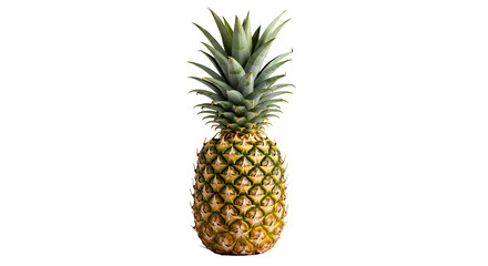 Fototapeta premium Fresh whole pineapple with vibrant green leaves on a bright background