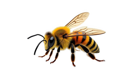 A bee with wings on black isolated over png transparent background