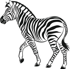 Black and White Zebra Illustration in Side Profile | 
Detailed Standing Zebra Line Art for Print and Design | Minimalist Zebra Drawing with Bold Stripe Patterns