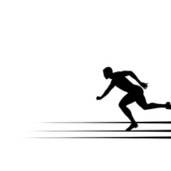 Fototapeta premium Dynamic Silhouette of a Male Sprinter in Action on a White Background