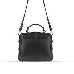 Black fashion purse handbag on white background isolated