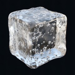Close-Up of a Detailed Single Ice Cube in High Resolution.