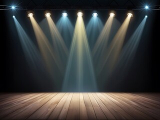 Abstract Focus Spotlight Beams on Empty Stage Background