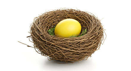 Easter egg on linen napkin isolated on white