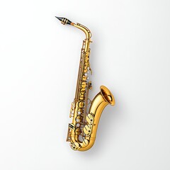 Naklejka premium Golden Saxophone on White Background for Music and Jazz Themes