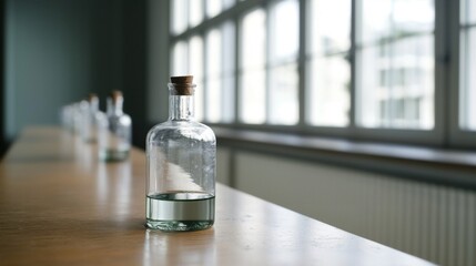 a bottle of water sitting on a table
