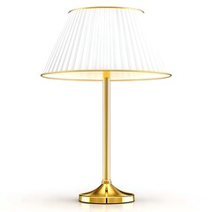 Obraz premium Elegant Gold Table Lamp with Pleated White Shade for Stylish Home Decor