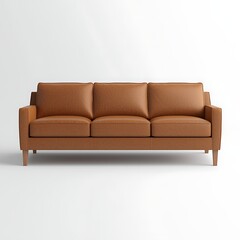 Modern leather sofa in warm brown color, stylish and comfortable seating option
