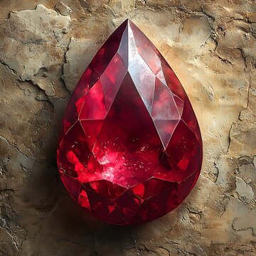 Polished red gemstone on stone high resolution photo