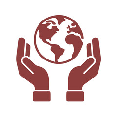 World Protection Line Icon – Minimal Vector of Hands Supporting Globe for Eco and Social Concepts.  Perfect for Logos,web and Branding