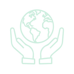 Holding Earth Icon. vector Illustration of Line Art Hands Holding World Icon . perfect use for Logos, Apps, Branding icons and themed design
