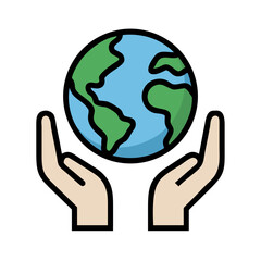 Holding Earth Icon. World in Hands Vector Illustration,  Ideal for logos, apps, branding, educational or global awareness projects

