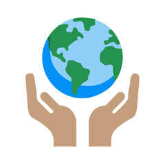 Holding Earth Icon. World in Hands Vector Illustration,  Ideal for logos, apps, branding, educational or global awareness projects


