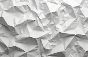 Obraz premium White crumpled paper texture. Wrinkled surface creates shadows. Rough creased page, blank design. Simple abstract minimalist composition. Modern artistic material background for design needs.