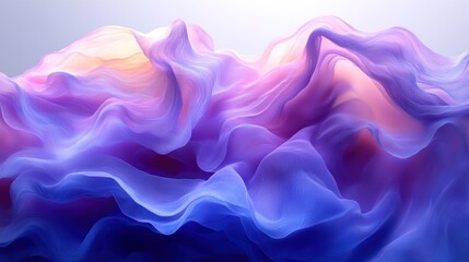 Obraz premium Soft waves of purple and blue intertwine, creating a tranquil and mesmerizing composition