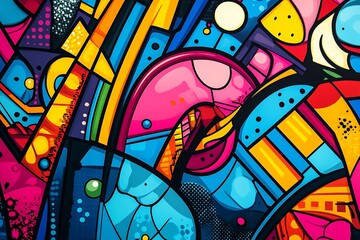 Fototapeta premium Vibrant 90s Pop Art Illustration with Bold Graphics.