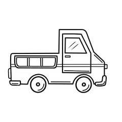 illustration of a transparent pick up truck in outline design