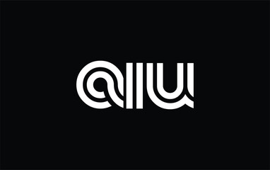 AIU Creative Unique Modern Letter Logo Design. Stylized logo featuring a unique letter design, presenting abstract minimalist aesthetics and modern appeal
