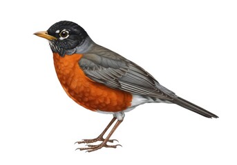 Fototapeta premium Isolated american robin illustration on a white background isolated on white background