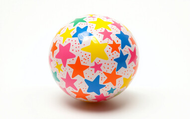 Bouncing Rubber Ball with Stars Isolated On White Background.