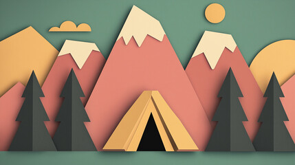 Obraz premium Explore nature while camping in the mountains surrounded by trees and colorful peaks