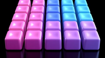 Obraz premium Vibrant pink and blue glossy blocks form a striking geometric pattern