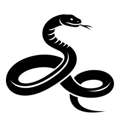 Fototapeta premium Full Body Silhouette of a Black Snake, Simple Vector Design on White Background