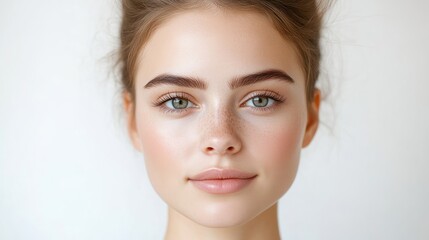 Fototapeta premium Natural beauty, healthy skin, fresh face. Young woman with flawless complexion and subtle makeup