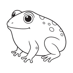 Fototapeta premium Cartoon Frog Smiling, Coloring Page Illustration 