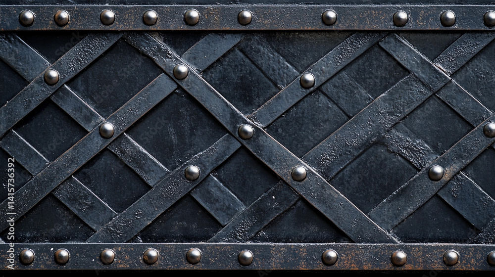 Poster abstract black iron lattice panel design with metallic accents generative ai