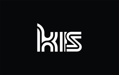 KIS Creative Unique Modern Letter Logo Design. Stylized logo featuring a unique letter design, presenting abstract minimalist aesthetics and modern appeal