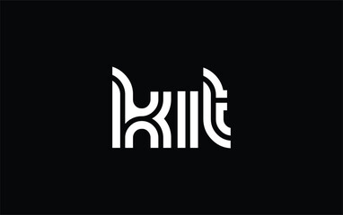 KIT Creative Unique Modern Letter Logo Design. Stylized logo featuring a unique letter design, presenting abstract minimalist aesthetics and modern appeal