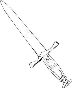 black and white dagger drawing clip art preview