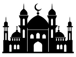 Mosque Silhouette Vector | Islamic Mosque SVG
