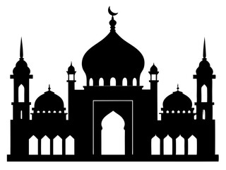 Mosque Silhouette Vector | Islamic Mosque SVG