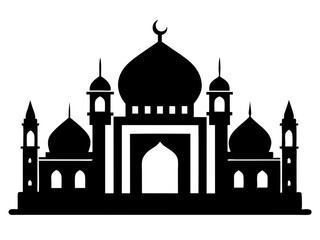 Mosque Silhouette Vector | Islamic Mosque SVG