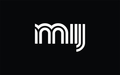 MIJ Creative Unique Modern Letter Logo Design. Stylized logo featuring a unique letter design, presenting abstract minimalist aesthetics and modern appeal