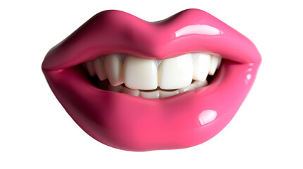 Fototapeta premium Photo of pink lips isolated on transparent background.png