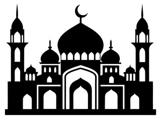 Mosque Silhouette Vector | Islamic Mosque SVG Icon