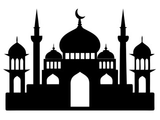 Mosque Silhouette Vector | Islamic Mosque SVG Icon