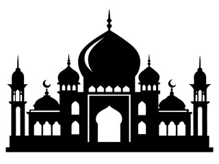 Mosque Silhouette Vector | Islamic Mosque SVG Icon