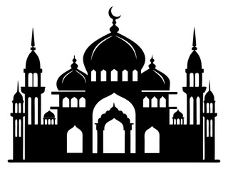 Mosque Silhouette Vector | Islamic Mosque SVG Icon