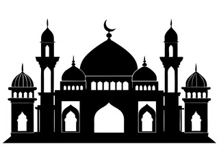 Mosque Silhouette Vector | Islamic Mosque SVG Icon