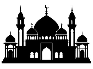 Mosque Silhouette Vector | Islamic Mosque SVG Icon