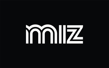 MIZ Creative Unique Modern Letter Logo Design. Stylized logo featuring a unique letter design, presenting abstract minimalist aesthetics and modern appeal