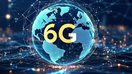 Global network connections illuminated with 6G technology showcasing interconnectedness across continents, network of connections over globe with 6g text - Powered by Adobe